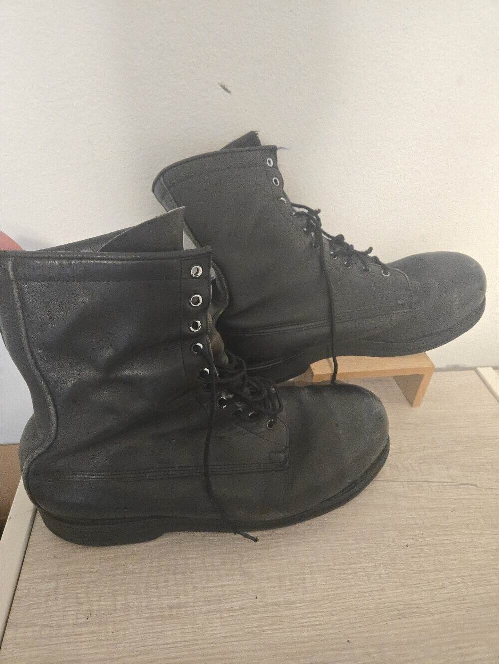 Vintage Addison Shoe Company Boots Mens 11.5 Black Leather Military 2000s
